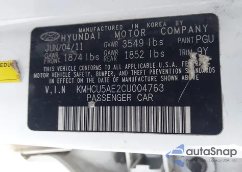 2012 Hyundai Accent Se z USA, uszkodzony, nr VIN KMHCU5AE2CU004763